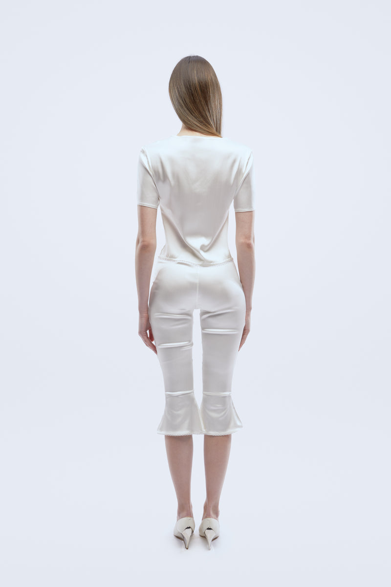 White silk capri pant